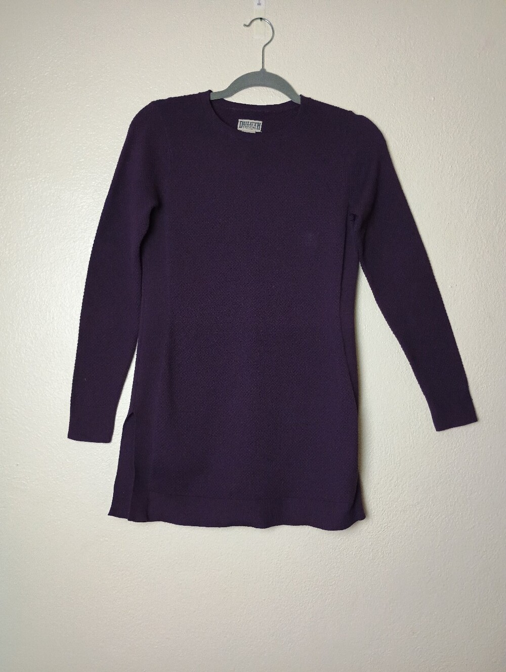 Duluth Trading Co S'no Sweat XS Purple Long-Sleeve Crewneck  Knit Tunic Sweater